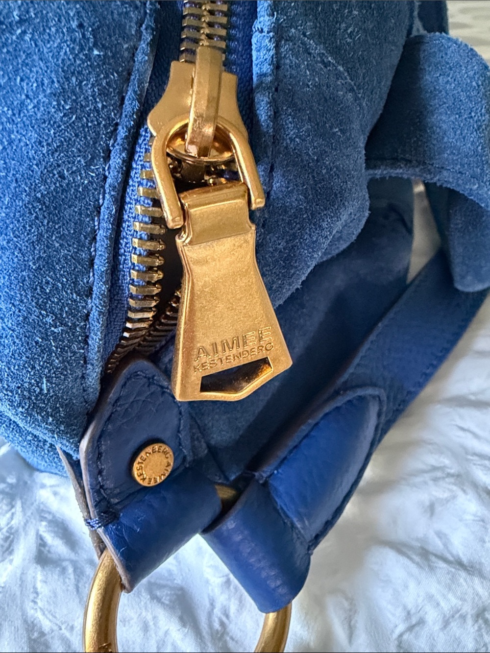 Aimee Kestenberg Hudson Mini Satchel Galactic BLUE Suede Bag - Picture 6 of 8